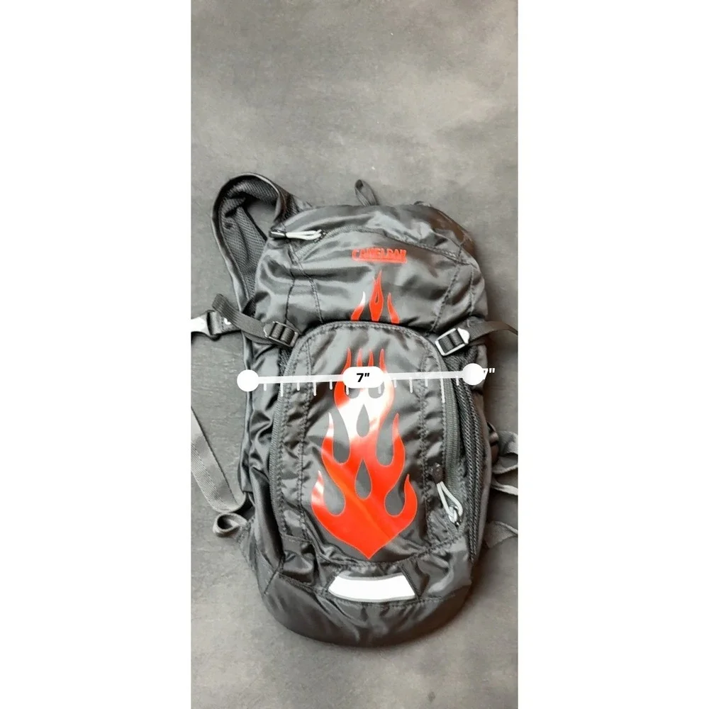CamelBak Hydration Pack Backpack Black Red Flame Graphic Cycling Hiking Small
